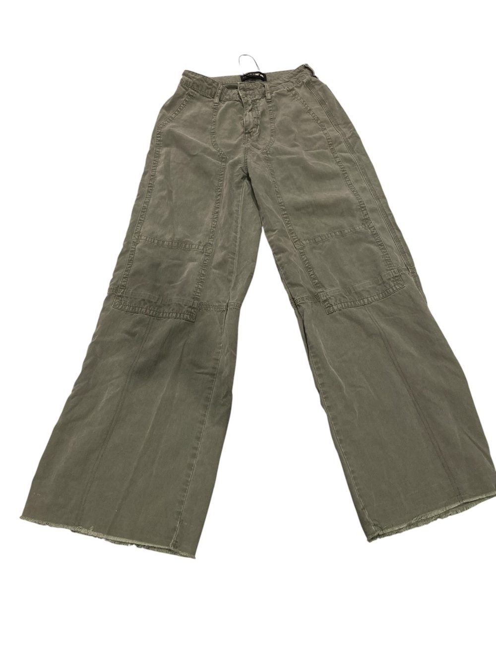 Wide Leg Olive Cargo Patch Pocket Pants